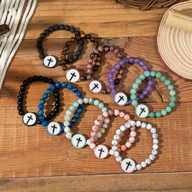 Design Cross Frosted Bead Bracelets